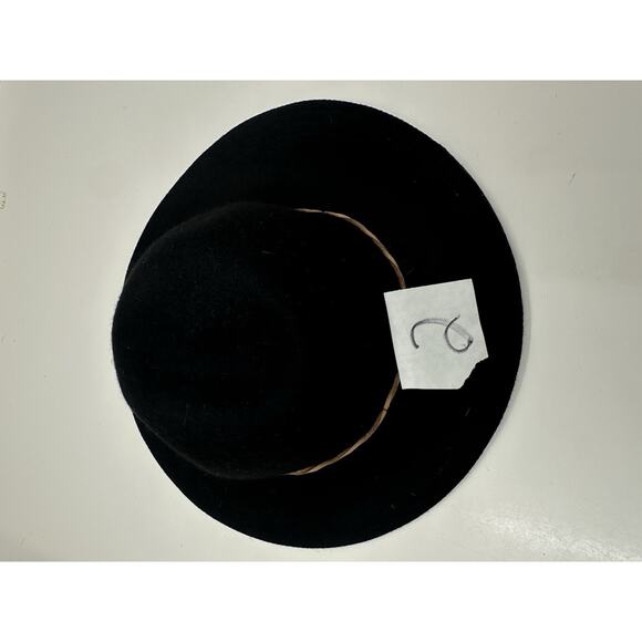 Madden Girl Women Black Wool Floppy Brim Hat One Size Brown Twisted Belt - Picture 12 of 12